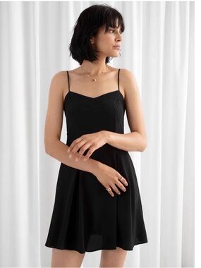 NWT & Other Stories Black Spaghetti Strap Mini Dress | Size 6